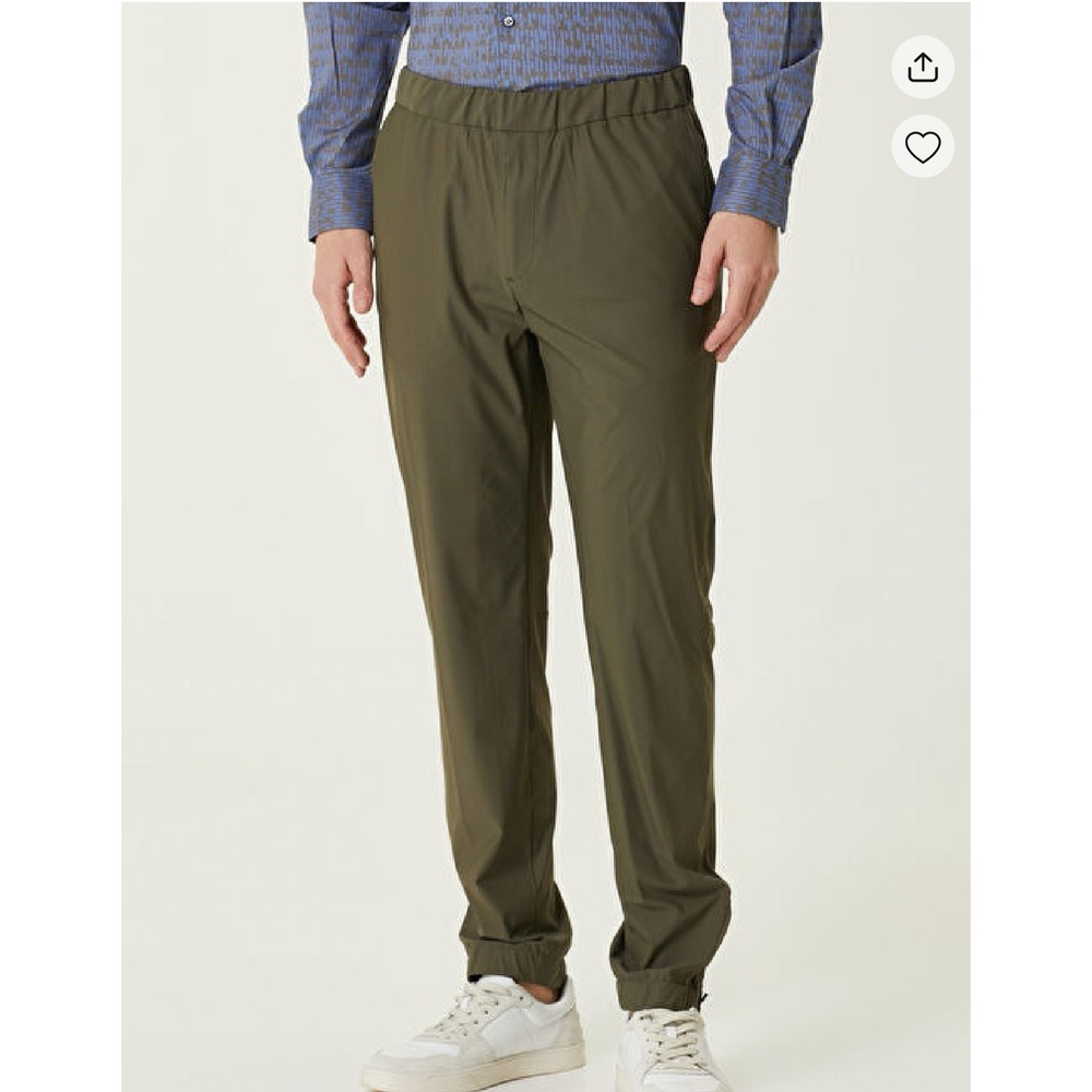 Pal Zileri Elasticated‎ Waist Zippered Hem Legs Green Trousers 4 Pockets Size 50